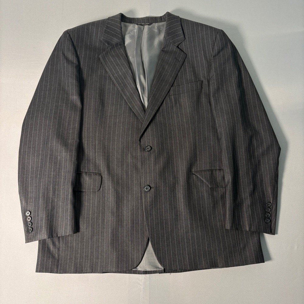 Jack Victor Loro Piana Zelander Wool Pinstripe Blazer 46R Charcoal Gray Men Coat